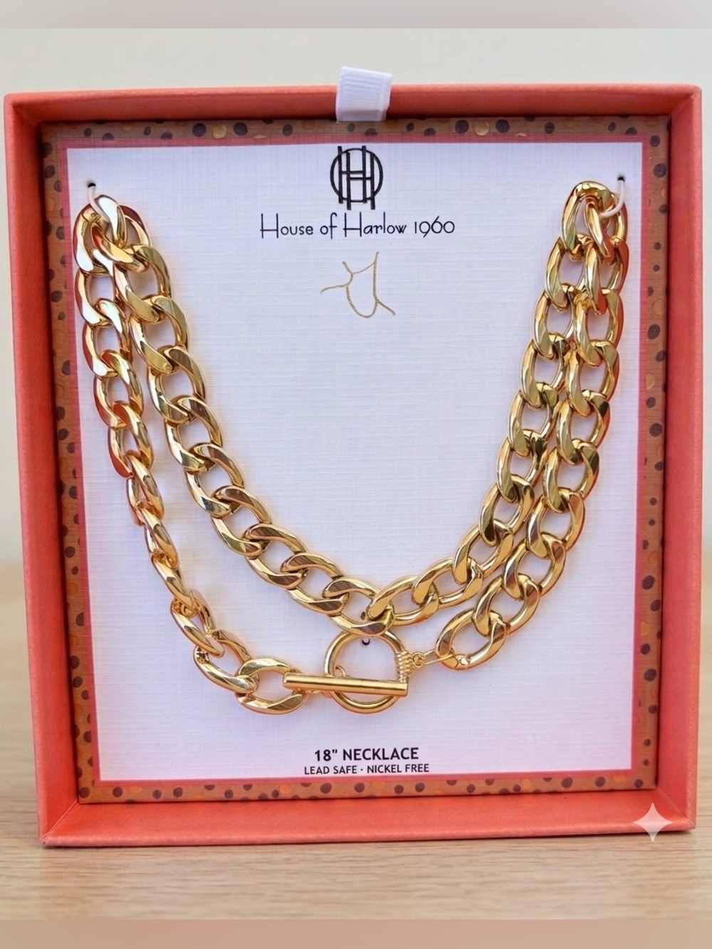 House of Harlow 1960 Gold Chunky Double-Row Toggle Necklace